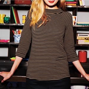 Boden 60s funnel striped cotton sweater top